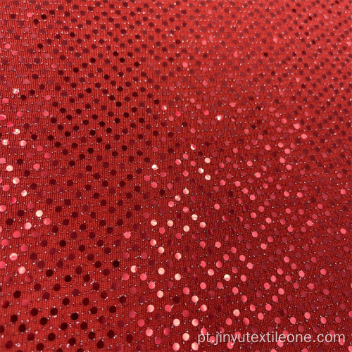 Tecido de lantejoula de malha vermelha para vestir